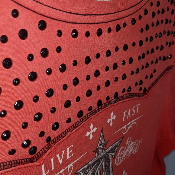 "NEW" Affliction Studded Shirt Large - Picture 5 of 6